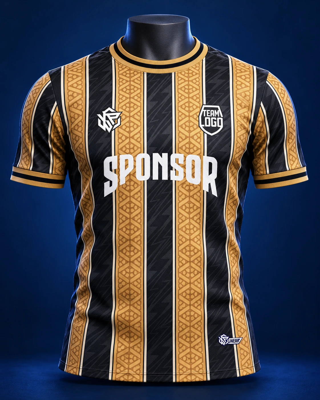 Gold stripe jersey mockup